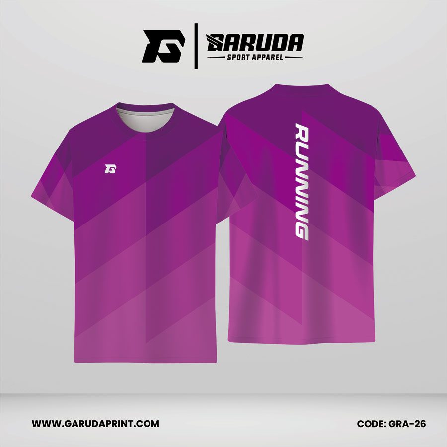 Jersey Lari Ungu Muda–Ungu Tua dengan Motif Bidang Diagonal Transparan dan Aksen Geometris Code GRA-26