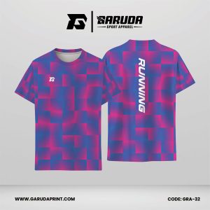 Jersey Lari Biru Elektrik–Magenta Fuchsia dengan Motif Blok Kotak Gradasi Code GRA-32