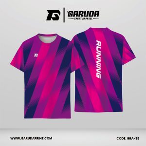 Jersey Lari Navy Gelap–Fuchsia Neon–Ungu Magenta dengan Motif Bidang Diagonal Bertekstur Code GRA-38