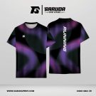 Jersey Lari Hitam Pekat–Ungu Violet dengan Motif Gelombang Halftone dan Efek Cahaya Gradasi Code GRA-39