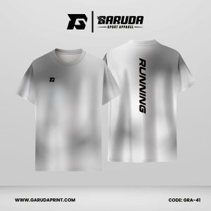 Jersey Lari Putih Gading–Abu Asap dengan Motif Gradasi Kabut Lembut Code GRA-41