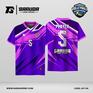 Jersey Voli JVF-04, Kombinasi Ungu–Magenta dengan Motif Lightning Tajam yang Enerjik
