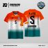 Jersey Voli JVF-11, Kombinasi Oranye–Putih–Toska dengan Motif Awan Ornamen dan Aksen Geometris Modern