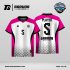 Jersey Voli JVF-26, Kombinasi Putih–Pink dengan Aksen Hitam dan Motif Chevron Halus yang Modern
