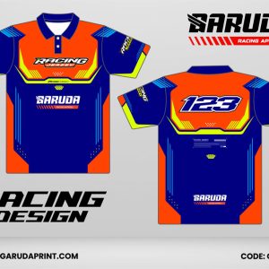 Jersey Racing GRC-01, Kombinasi Oranye–Biru dengan Aksen Kuning yang Tampil Cepat dan Sporty