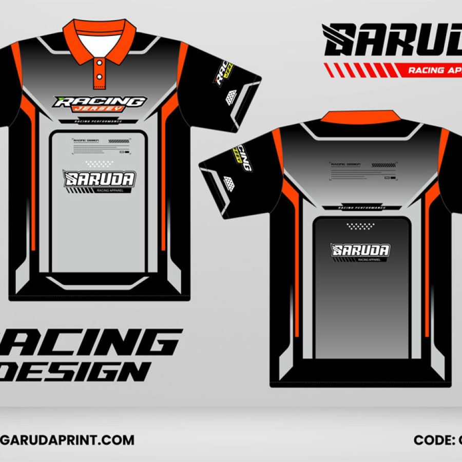 Jersey Racing GRC-02, Kombinasi Hitam–Abu dengan Aksen Oranye yang Tampil Elegan dan Agresif