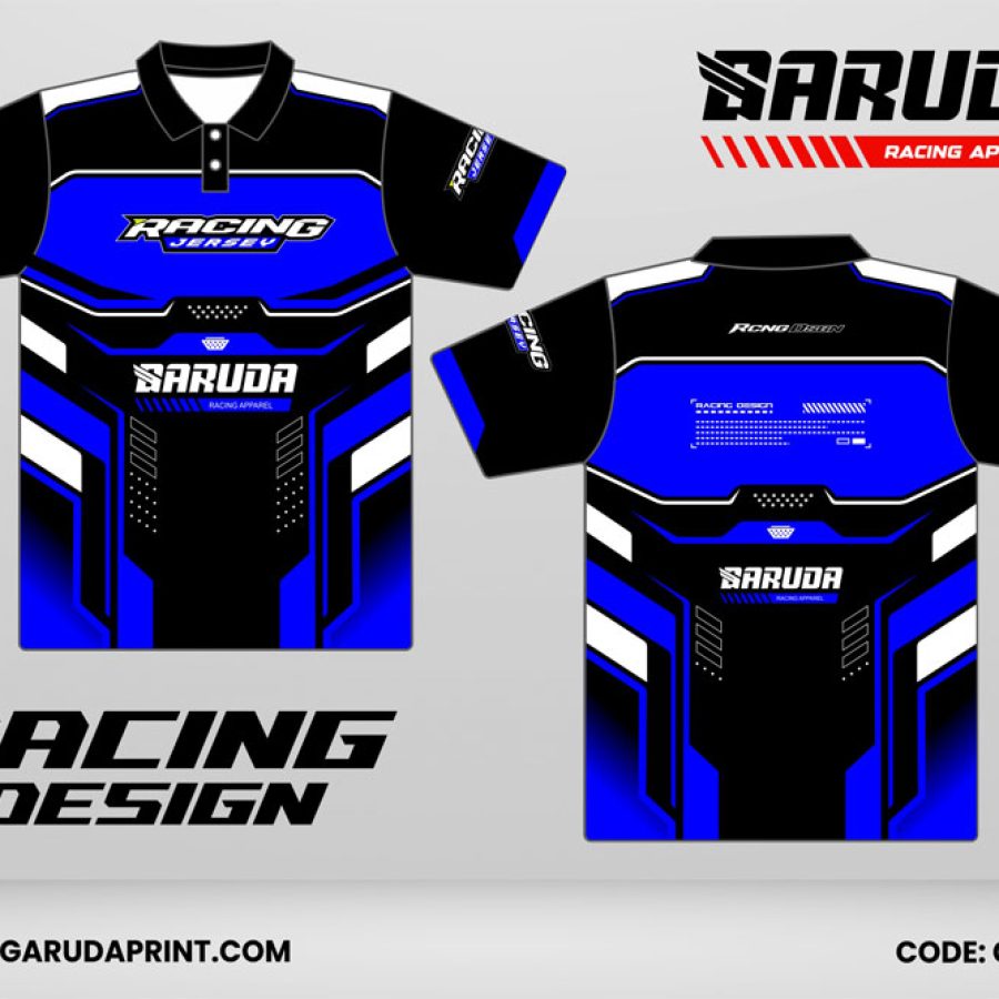 Jersey Racing GRC-04, Kombinasi Hitam–Biru dengan Aksen Putih yang Tampil Tegas dan Futuristik
