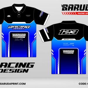 Jersey Racing GRC-08 Biru Elektrik–Hitam, Desain Gradasi Futuristik dengan Panel Tengah Tegas untuk Tim Balap dan Komunitas
