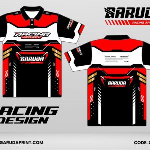 Jersey Racing GRC-09 Merah–Putih–Hitam dengan Aksen Emas, Desain Racing Tegas untuk Tim Balap, Komunitas, dan Event Otomotif