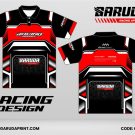 Jersey Racing GRC-12 Merah–Hitam dengan Motif Ornamen Gelap, Desain Kontras Premium untuk Tim Balap dan Komunitas Motor