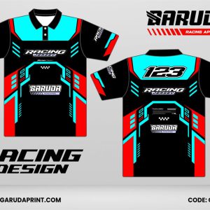 Jersey Racing GRC-14 Tosca–Hitam dengan Aksen Merah, Desain Kontras Simetris untuk Tim Balap dan Komunitas Motor