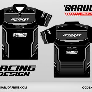 Jersey Racing GRC-15 Hitam–Abu Gelap dengan Garis Metalik, Desain Minimalis Futuristik untuk Tim Balap dan Komunitas