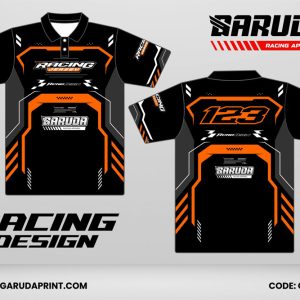 Jersey Racing GRC-20 Hitam–Oranye dengan Frame Panel Tebal, Desain Racing Agresif untuk Tim Balap dan Komunitas