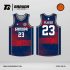 Jersey Basket GBK-01 Navy Merah dengan Motif Chevron Grunge Stripe dan Splatter Texture
