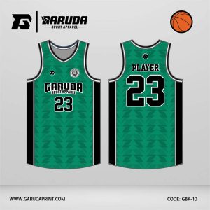 Jersey Basket GBK-10 Hijau Emerald dengan Motif Geometrik Repetitif