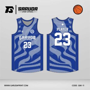 Jersey Basket GBK-11 Biru Elektrik dengan Motif Halftone Flow