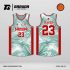 Jersey Basket GBK-22 Putih – Hijau Garis Topografi dengan Aksen Merah