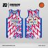 Jersey Basket GBK-28 Putih – Merah Biru dengan Motif Zigzag Dinamis