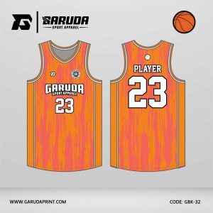 Jersey Basket GBK-32 Oranye – Pink dengan Motif Tekstur Serat Vertikal Kasar