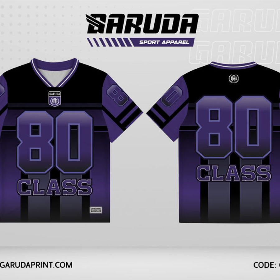 Jersey Kelas GCL-16 Hitam – Ungu Gradasi dengan Motif Garis Vertikal Fade dan Efek Depth Modern