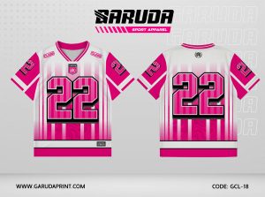 Jersey Kelas GCL-18 Putih – Pink dengan Motif Garis Vertikal Gradasi dan Tekstur Gelombang Halus