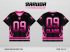 Jersey Kelas GCL-21 Hitam – Pink dengan Motif Api Samping dan Garis Vertikal Dark Tone