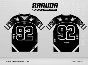 Jersey Kelas GCL-22 Hitam – Putih dengan Motif Star Accent dan Clean Geometry