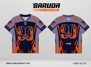 Jersey Kelas GCL-23 Navy – Abu Muda dengan Motif Flame Layer dan Panel Kontras