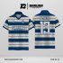 Jersey Berkerah GK-04 Biru Putih Aksen Emas Motif Garis Horizontal Elegan