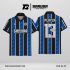 Jersey Berkerah GK-09 Hitam Biru Motif Garis Vertikal Sporty dan Tegas