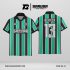 Jersey Berkerah GK-14 Hijau Tosca Hitam Motif Garis Vertikal Sporty dan Modern