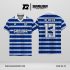 Jersey Berkerah GK-23 Biru Benhur Putih Biru Tua Motif Garis Horizontal dengan Pattern Geometris