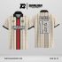 Jersey Berkerah GK-25 Cream Hitam Merah Motif Garis Vertikal dan Pattern Kotak Halus