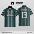 Jersey Berkerah GK-30 Toska Hitam Putih Oranye Motif Garis Vertikal Modern