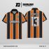 Jersey Berkerah GK-31 Oranye Hitam Putih Motif Garis Vertikal Tekstur Gelombang