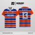 Jersey Berkerah GK-32 Biru Merah Putih Motif Garis Horizontal Sporty