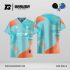 Jersey Padel GPDL-13 Turquoise Pastel–Coral Orange dengan Motif Fluid Curve Layer dan Dotted Orbit Line