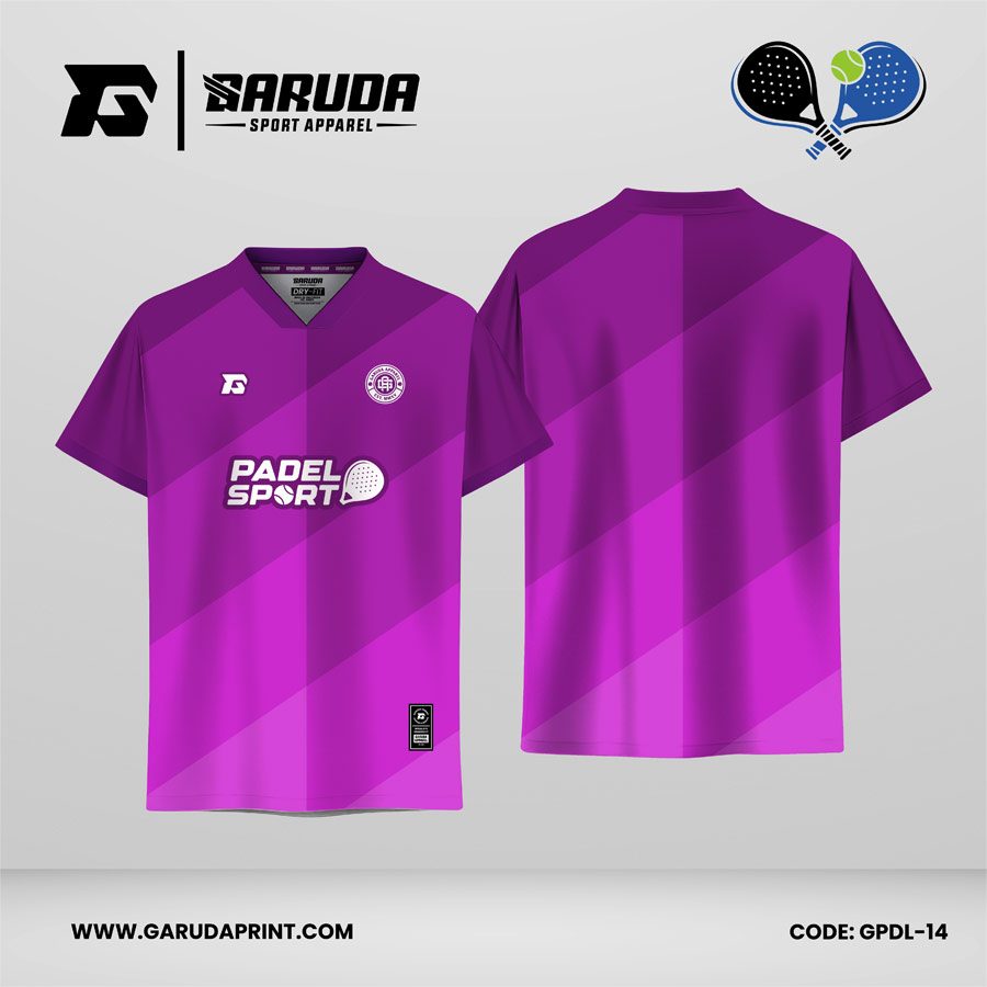 Jersey Padel GPDL-14 Magenta–Ungu Plum dengan Motif Diagonal Tone Block dan Smooth Gradient Layer