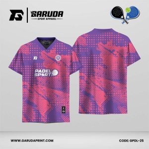 Jersey Padel GPDL-25 Ungu Lavender–Pink Coral dengan Motif Grunge Slash Overlay dan Halftone Dot Field