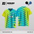 Jersey Padel GPDL-28 Cyan Bright–Kuning Neon dengan Motif Curved Lightning Stripe dan Dynamic Arc Flow