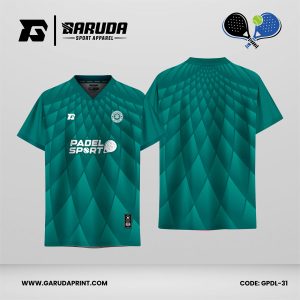 Jersey Padel GPDL-31 Hijau Toska Gelap dengan Motif Diamond Prism Layer dan Symmetrical Depth Panel