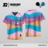 Jersey Padel GPDL-33 Pink Pastel–Turquoise Aqua–Ungu Lilac–Orange Apricot dengan Motif Layered Wave Ribbon dan Stripe Accent Curve