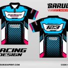 Jersey Racing GRC-34 Hitam– Biru Cyan Bright dengan Panel Putih Clean, Aksen Pink Neon, dan Motif Stripe Diagonal Speed