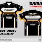 Jersey Racing GRC-35 Hitam–Kuning Mustard dengan Panel Putih Clean, Aksen Lightning Bolt, dan Frame Racing Simetris