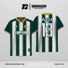 Jersey Retro GV-03 Hijau Forest–Putih dengan Aksen Gold dan Motif Stripe Klasik, Desain Clean Elegan untuk Jersey Premium