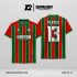 Jersey Retro GV-13 Merah–Hijau dengan Motif Stripe Vertikal Tebal dan Pattern Tekstur Dinamis, Desain Klasik Berani yang Ikonik