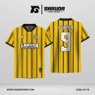 Jersey Retro GV-18 Kuning–Hitam dengan Stripe Vertikal dan Motif Pattern Klasik, Desain Cerah yang Berani