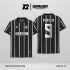 Jersey Retro GV-22 Hitam–Abu dengan Stripe Vertikal dan Motif Anyaman Garis Silang, Desain Klasik yang Elegan