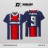 Jersey Retro GV-28 Navy–Merah dengan Panel Tengah Bold dan Motif Geometris Facet yang Dinamis
