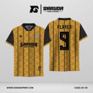 Jersey Retro GV-29 Kuning Mustard–Hitam dengan Motif Dash Linear dan Aksen Lengan Kontras